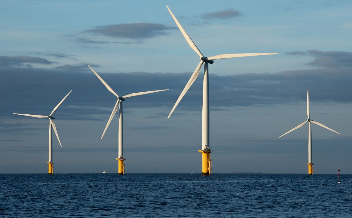 Offshore wind turbines at sea