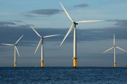 Offshore wind turbines at sea